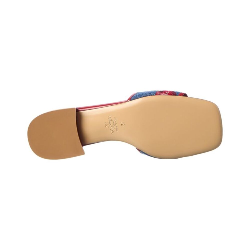 Valentino Vlogo Signature Cherryfic Denim & Leather Sandal, Blue - Picture 4 of 5